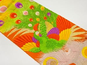 孔雀模様織り出し袋帯